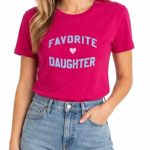 Favorite Daughter Womens Pink Graphic Tee Short Sleeve Crew Neck T-Shirt Medium